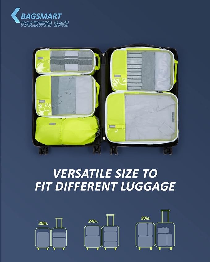BAGSMART 6 Set /4 Set/2 Set Compression Packing Cubes for Travel, Lightweight Luggage Organizer Bags, Durable Space Saver Bag