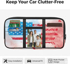 Map of the United States Car Sun Visor Organizer,Card Sleeve Pocket with Double Zippers Adjustable Straps Auto Interior Accessories for SUV Truck Pickup