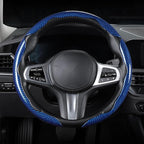 Carbon Fiber Steering Wheel Cover, Snap on Car Steering Wheel Cover Set Accessories 3pcs Wrap Grip Non Slip Protector Universal Glossy Blue