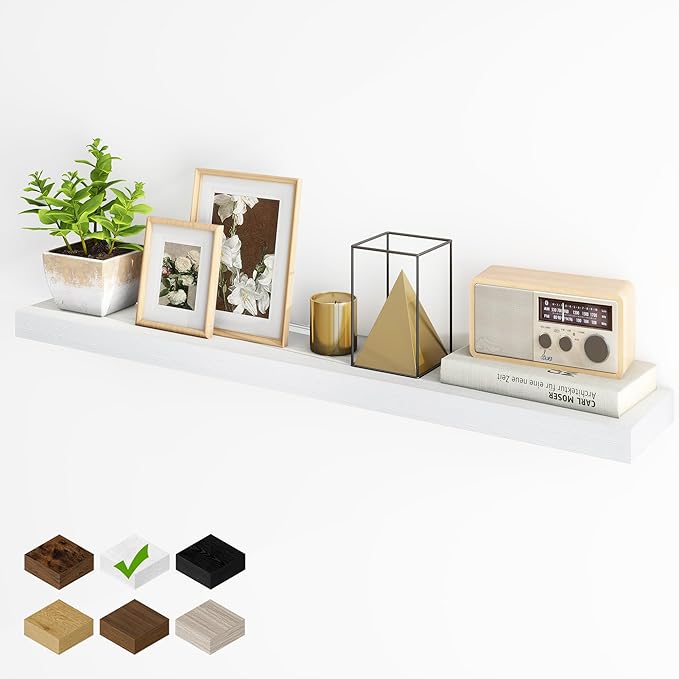 Fun Memories Floating Shelves for Wall, 48Inch Long Floating Shelves Set of 1, Hanging Shelf with Invisible Brackets, Wood Sh