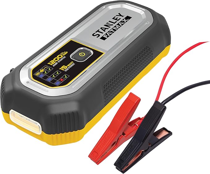STANLEY LJ12FC 1200A Lithium Jump Starter with 15 Watt USB-A and USB-C Power, Includes Clamps and Carrying Case