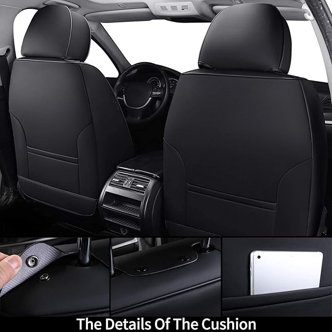 Coverado Front Seat Covers, Universal Seat Covers for Cars, Breathable Fabric&Leather Car Seat Protector, Front Car Seat Cove