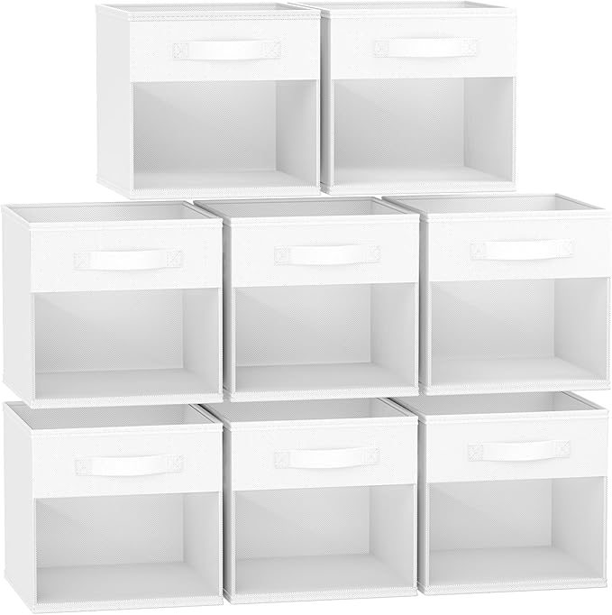 DIMJ Cube Bins, 12.2-Inch Storage Bins Cubes with Window, 6 Packs Collapsible Storage Bins with Handles, Closet Storage Baske