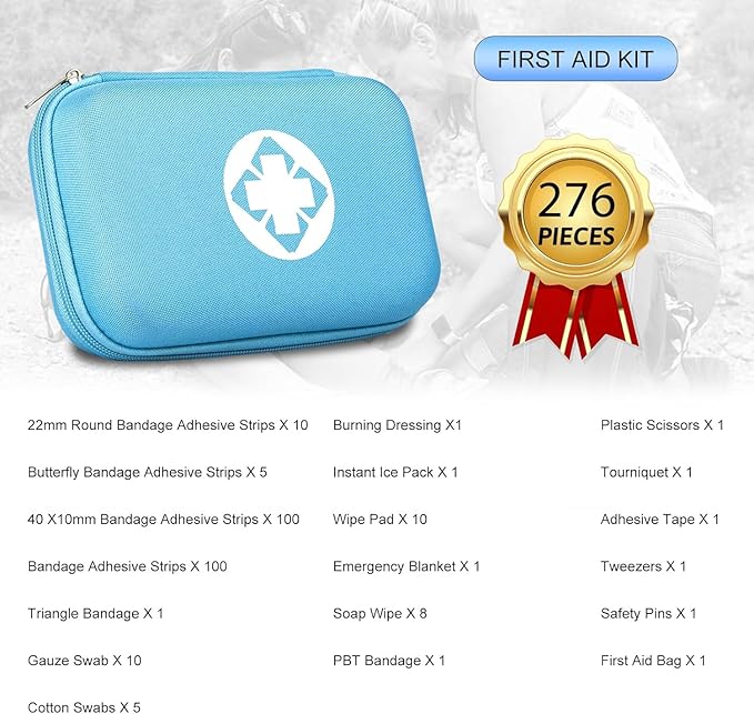 276PCS Small Travel First Aid Kit Supplies for Business, First Aid Kits Backpacking Essentials Items Trauma First Aid Surviva