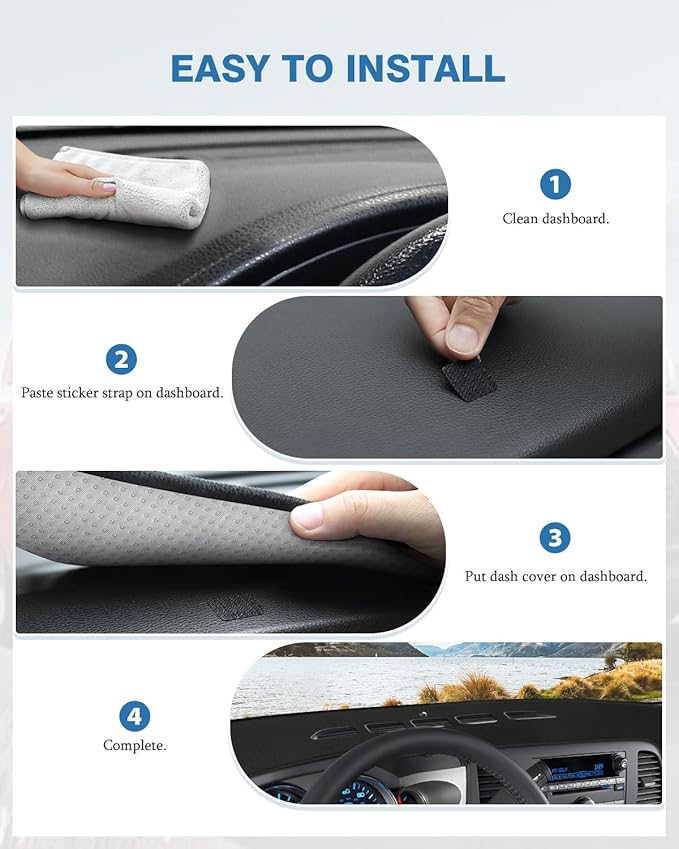 FIILINES Dash Cover for Chevrolet Silverado/GMC Sierra 2007-2013 (Only Fits with Two Glove Boxes) Dashboard Mat Cover Sunshad