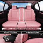 Coverado Seat Covers Full Set, Pink Car Seat Covers, Waterproof Car Seat Cover with Lumbar Support, Leather Car Seat Cushion 