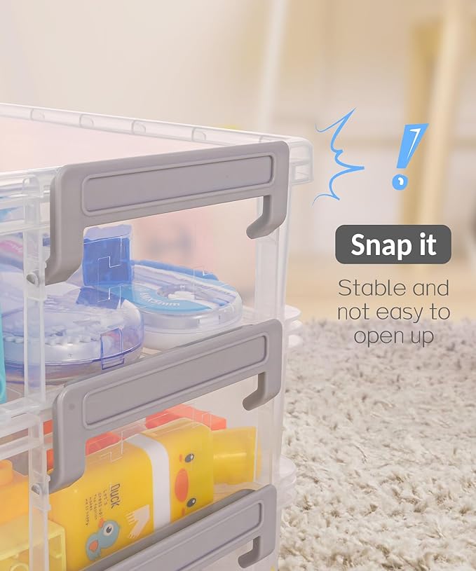 Sooez 6 Pack Extra Large Pencil Box, Plastic Pencil Case Crayon Box, Clear Marker Organizer Plastic Containers with Lid, Stac