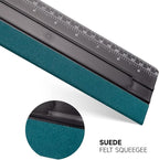 FOSHIO 10 Inch Felt Squeegee for Vinyl wtih Ruler 25CM 4 Round Corners Universal Card, Window Tint Film Installing Hard Black PP Car Vinyl Wrap Scraper Tool