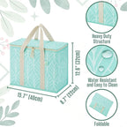 VENO 2 Pack Cooler Bag, Insulated Grocery Bags for Food Delivery, Collapsible Cooler, Reusable Shopping Bags for Groceries, Hard Bottom, Zippered, Foldable (Evergreen, 2 Pack)