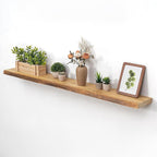 55 Inch Floating Shelves for Wall, Solid Elm Wood Live Edge Wall Shelf for Home Decor, 8 Inch Deep Floating Shelf, 55 x 8 Woo