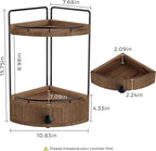 2-Tier Corner Bathroom Counter Organizer with Drawer & Embedded Screw Holes - Wooden Countertop Organizers for Skincare, Make