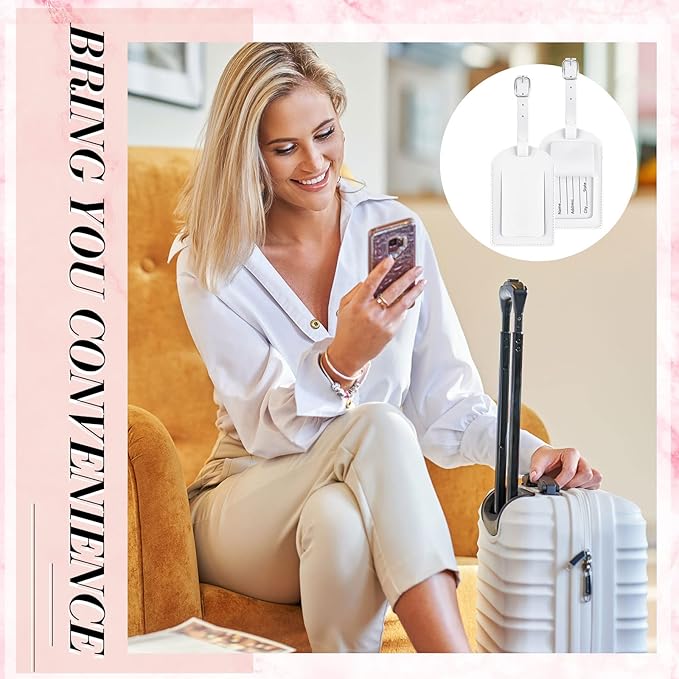 Dunzy 30 Pieces Leather Luggage Tag Women Identifiers Travel Suitcase Tags for Luggage Travel Backpack Bag Wedding Favors Wom
