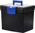 Storex File Box Nesting Portable with Drawer Cobalt, Black Blue