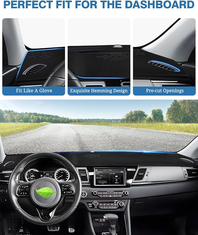 FIILINES Dash Cover Fit for 2017-2022 Kia NIRO Accessories Sunshade Non-Slip Mesh Dash Cover for NIRO Accessories Dashboard C