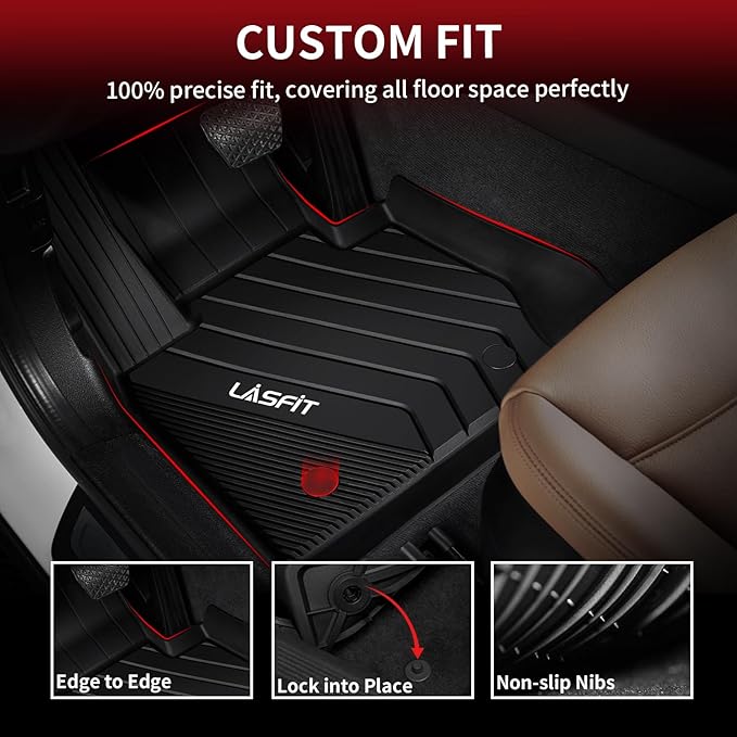 LASFIT Floor Mats Fit for BMW X3 2011-2017 & BMW X4 2015-2018 xDrive28i, xDrive28d, xDrive35i, M40i, Custom Fit TPE All Weather Waterproof Floor Liners Front & Rear Rows Car Mat, Black