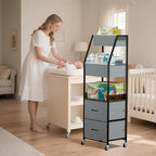 Baby Diaper Caddy Organizer and Storage - 5 Tier Rolling Cart with Dividers and Drawers, Mobile Utility Cart with Wheels for 