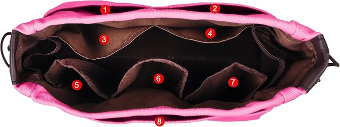Vercord Canvas Handbag Organizers, Sturdy Purse Insert Organizer Bag in Bag, 10 Pockets Rose Large