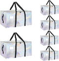 6 Pack-Extra Large Heavy Duty Moving Bags - Waterproof Storage Totes with Handles & Zippers, Foldable for College Dorm, Stora