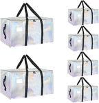 6 Pack-Extra Large Heavy Duty Moving Bags - Waterproof Storage Totes with Handles & Zippers, Foldable for College Dorm, Stora