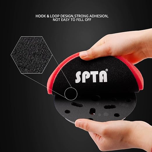 Red T10 Ultra-Fine Finishing Polishing Pad, SPTA 3Pcs 6.5 Inch Face for 6 Inch 150mm Backing Plate Compound Buffing Sponge Pads for Car Buffer Polisher Compounding, Polishing and Waxing -X00224R6B3