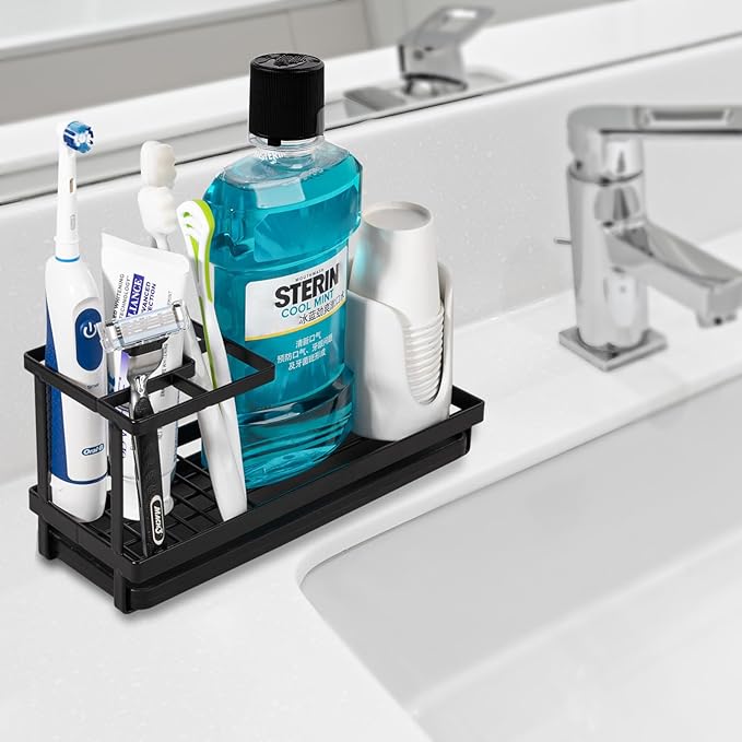 Toothbrush Holders for Bathrooms, Carbon Steel Tooth Brushing Holder Electric Toothbrush and Toothpaste Organizer Bathroom Ac