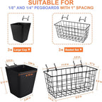 Pegboard Basket Organizers, Peg Board Large Baskets Hooks Bins Cups Tool Organizer 6 Pack Set, Wall Storage Display Hanging A