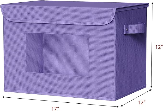 Univivi Storage Bins with Lids [4-Pack] Fabric Lidded Storage Baskets Stackable Closet Storage Bins, Closet Organizers and St