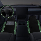 NBTEPEM Bling Car Floor Mats Full Set and Steering Wheel Cover, Universal Fit Most Cars, 4 pcs Sparkle Glitter Diamond Carpet, 5 pcs Bling Car Accessories Set for Women (Green Diamond)