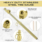 Tallew 10 Pack Tire Pressure Gauge Heavy Duty Air Pressure Tire Gauge Dual Head Semi Truck Tire Pressure Gauge Range 10-150 PSI, Extended Tube Tire Gauge Suitable for Semi Truck, and Bus (Gold)
