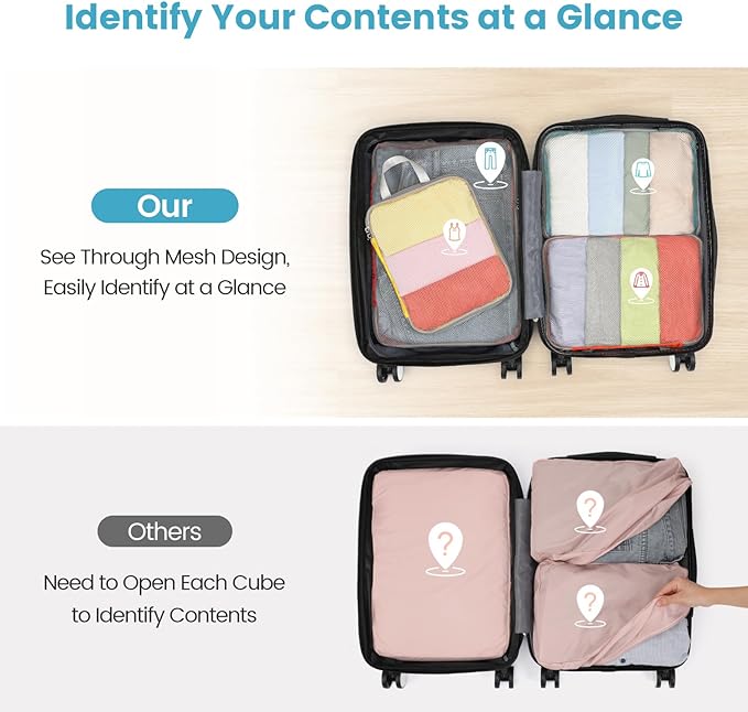 Cambond Compression Packing Cubes for Travel - Lightweight Expandable Travel Bags Luggage Organizers Travel Essentials Compre