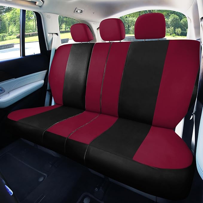 FH Group Car Seat Covers Rear Set Cloth - Universal Fit Automotive Seat Covers, Low Back Front Seat Covers, Solid Back Seat C