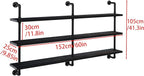 Industrial Pipe Shelving Rustic Black Pipe Wall Shelves Industrial Shelves with Wood Planks Floating Shelves 60 Inch Farmhous