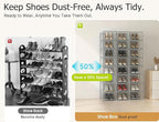 Kuject XX-Large Shoe Storage Boxes Organizers Clear Plastic Stackable 12 Pack, Shoe Rack & Holder Substitute, Sneaker Contain