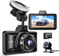 AZDOME M01 Dual Dash Cam Front and Rear with Free 64GB Card, 3" Screen Dual Dashboard Camera for Car, Built-in ADAS G-Sensor,
