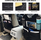 2PCS Car Backseat Organizer, Oxford Car Back Seat Protecter Kick Mat with Touch Screen Tablet Holder, Waterproof Automotive Seatback Storage Bag with Multi Functional Pockets (Zipper)