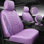 CAR PASS Light Purple Bling Diamond Leather Car Seat Covers Full Sets, Waterproof Shining Glitter Sparkly Crystal Universal A