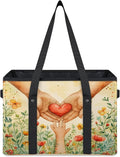 Reusable Grocery Bags Heavy Duty Shopping Bags Foldable Large Tote Bags with Long Handles & Hard Bottom