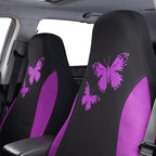 Flying Banner Butterfly car seat Covers ful Set Fashion Universal Lady Woman Female Rear Bench Split Colorized (2 Fronts, Pur