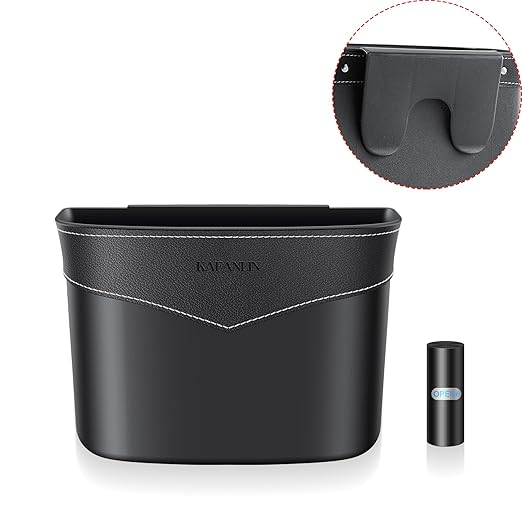 Car Trash Can Mini Trash Bin Garbage Organizer with Plastic Trash Bag Automotive Small Garbage Bin for Home Office Auto Vehicle Car Door Front Back Seat Storage Accessories (clip on trash can)