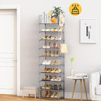 10 Tiers Tall Shoe Rack Narrow 20-24 Pairs Shoe Rack for Closet Entryway Vertical Metal Shoe Rack Organizer Shoe and Boots Or