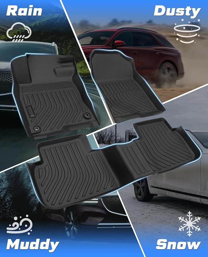 Sunsdrew Floor Mats for 2022-2026 Honda Civic Accessories (Include Sport, Not for Hybrid), for Acura Integra 2023-2025, All Weather Car Mats Front Rear 2 Rows TPE Rubber Raised Edge