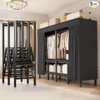 66.1in Heavy Duty Clothes Rack with Black Cover Foldable Covered Clothes Rack for Hanging Clothes portable Wardrobe Closet Sy