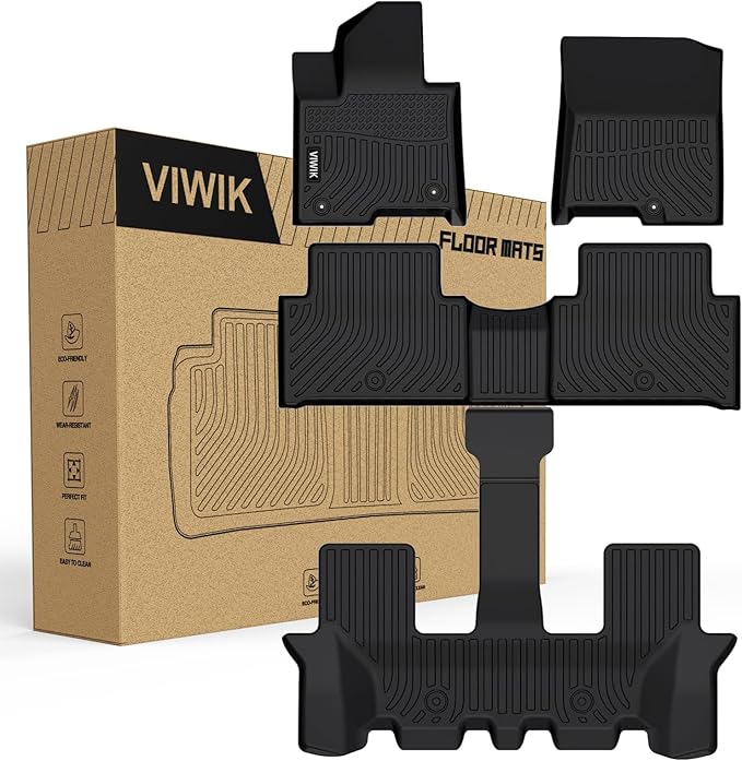VIWIK Floor Liners for Kia Sorento 2021-2026 6&7 Seats (Hybrid Model), All Weather Floor Mats TPE Accessories Custom 1st/2nd/3rd Row