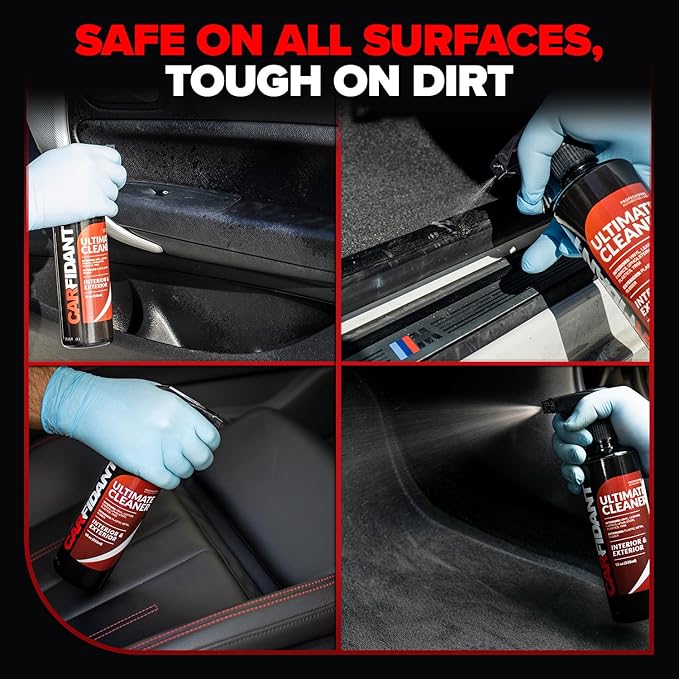 Carfidant Car Interior Cleaner – Stain Remover & Odor Eliminator – No Residue Finish – Safe on Leather, Fabric, Carpet & Plas