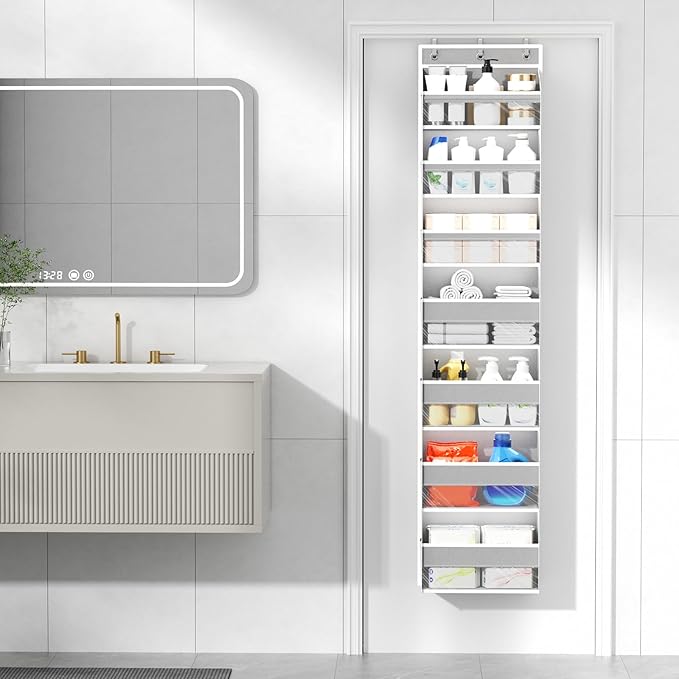 Mefirt Over The Door Organizer, 7 Tier Door Hanging Organizers with 7 Large Pockets 12 Side Pockets, Behind Door Storage Hang