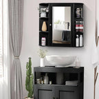 Iwell Bathroom Medicine Cabinet with Mirror, Wall Cabinet with 2 Adjustable Shelves & 6 Open Shelves, Bathroom Cabinet Wall M