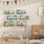 X-cosrack Floating Book Shelves for Wall Kids Bookshelf,Metal Hanging Wall Mounted Shelf for Nursery Toddler, Kids Room, Clas