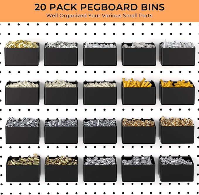 INCLY 300PCS Extra Thick Pegboard Accessories, 1/4" Heavy Duty Pegboard Hooks with Bins & Peg Locks, Peg Board Organizer Acce