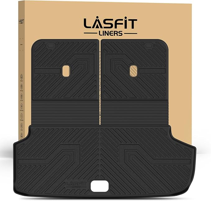 LASFIT Backrest & Cargo Mats for Hyundai Ioniq 9 2026, All Weather TPE Custom Fit Hyundai Ioniq 9 2026 Full Set Car Accessories Backrest Mats & Trunk Liners,Black