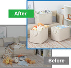 Bidtakay Large Storage Baskets for Shelves 3 Pack Fabric Storage Bins for Organizing Linen Collapsible Organizer for Closet-L